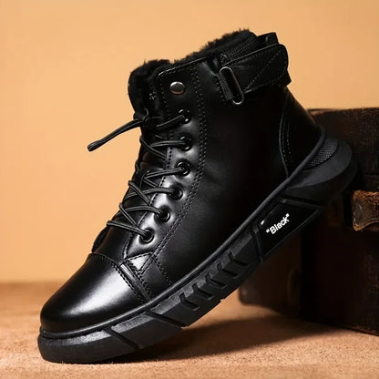 Men's Lace-Up Buckle Strap Boots