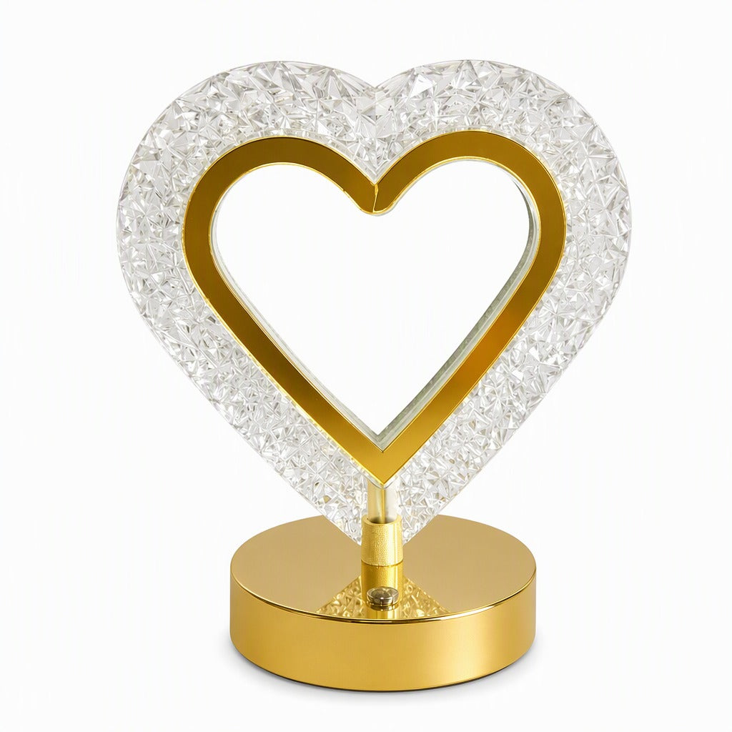 Heart-Shaped Faceted Crystal Table Lamp