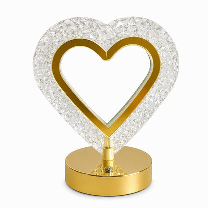 Heart-Shaped Faceted Crystal Table Lamp