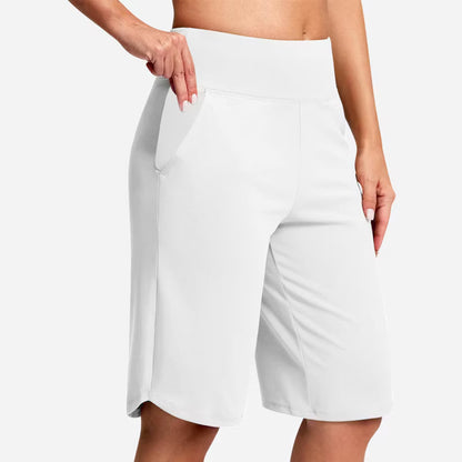 Women's High-Waist Bermuda Shorts with Pockets