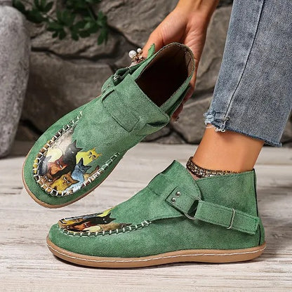 Women's Cat Print Slip-On Loafers
