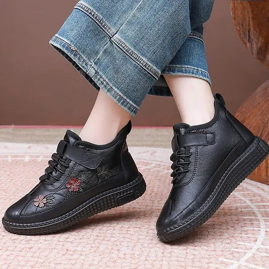 Women's Floral Embroidered Lace-Up Shoes