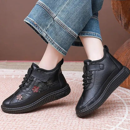 Women's Floral Embroidered Lace-Up Shoes