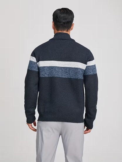 Men's Textured Quarter-Zip Stand Collar Sweater