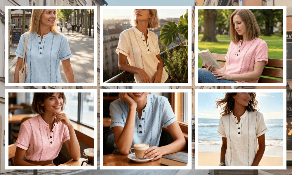 Casual Button V-Neck Blouse