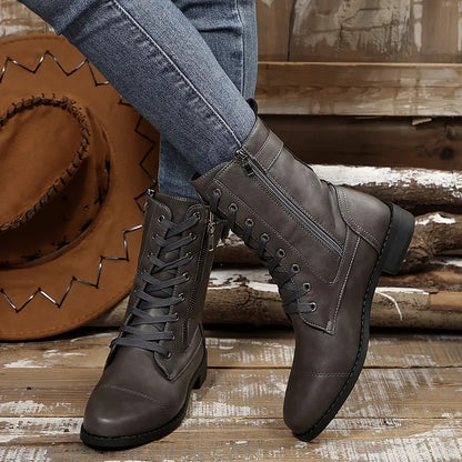 Women's Lace-Up Side-Zip Boots