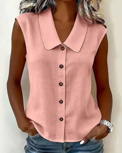 Women's Sleeveless Button-Up Blouse
