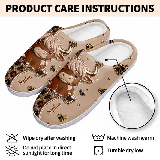 Highland Cow Slippers with Plush Lining