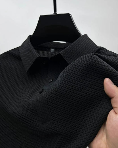 Men’s Textured Mesh Detail Polo Shirt