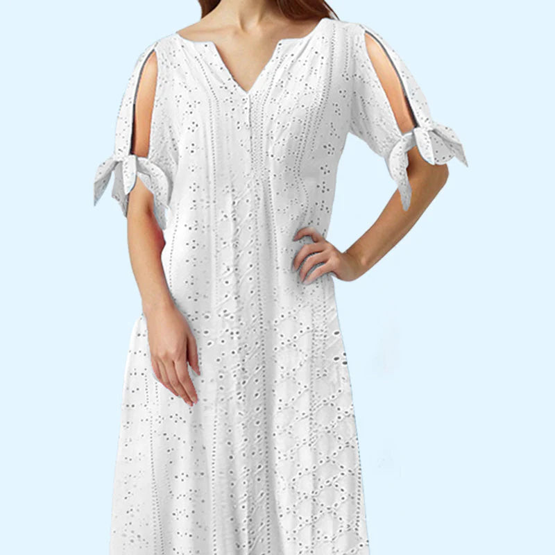 Women's Eyelet Tie-Sleeve Dress