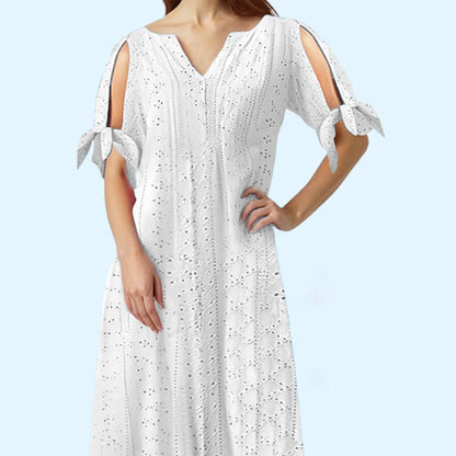 Women's Eyelet Tie-Sleeve Dress