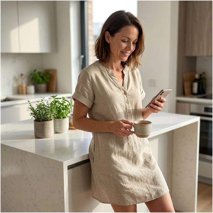 Women's Button Front Tunic Dress