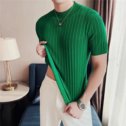 Men’s Ribbed Mock Neck Knit Tee