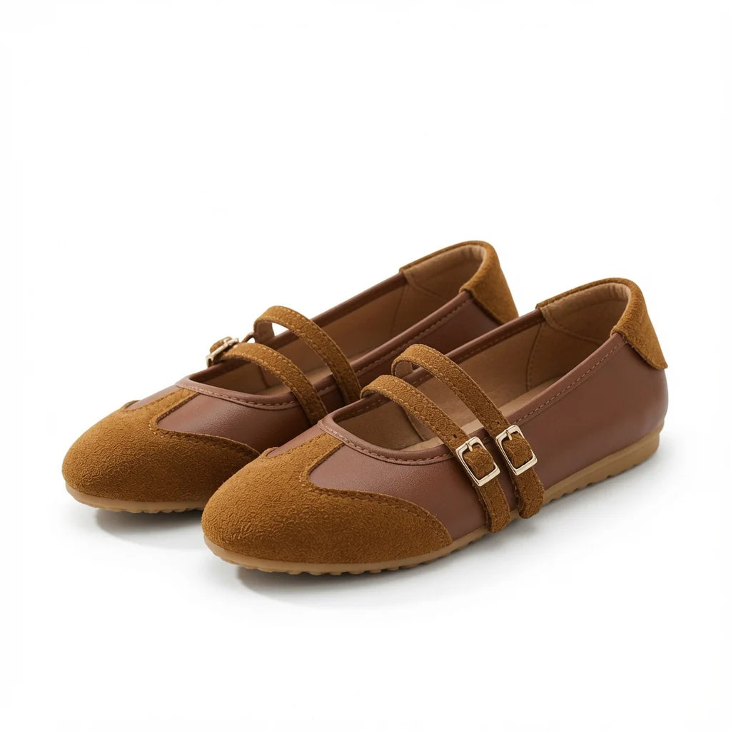 Women's Double Buckle Mary Jane Flats