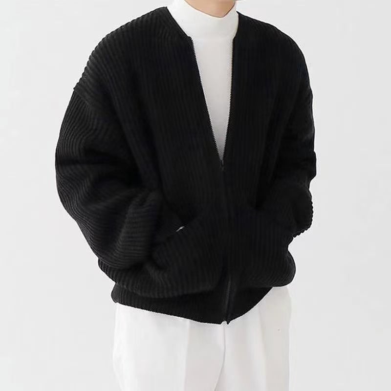 Men's Ribbed Knit Zip Cardigan
