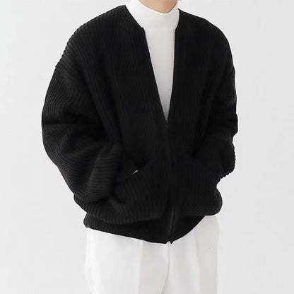 Men's Ribbed Knit Zip Cardigan
