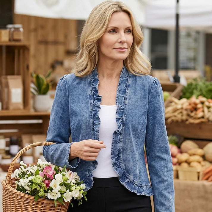 Women's Open-Front Ruffle-Trim Jacket