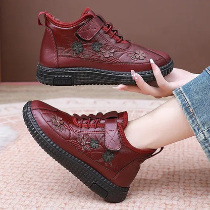 Women's Floral Embroidered Lace-Up Shoes