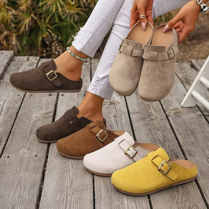 Women’s Suede-Look Buckle Clog Mules