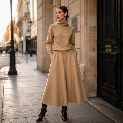 Women's High-Neck Top and Skirt Set