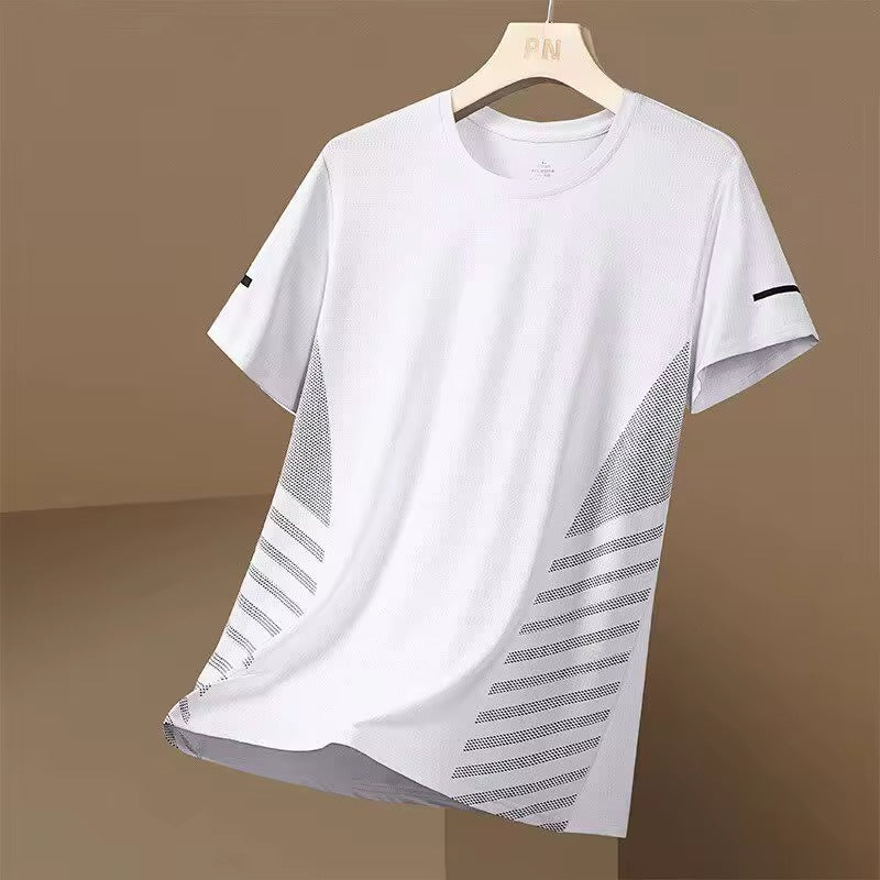 Men's Athletic T-Shirt with Geometric Side Details