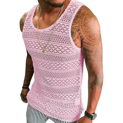 Men's Crochet Knit Sleeveless Tank Top