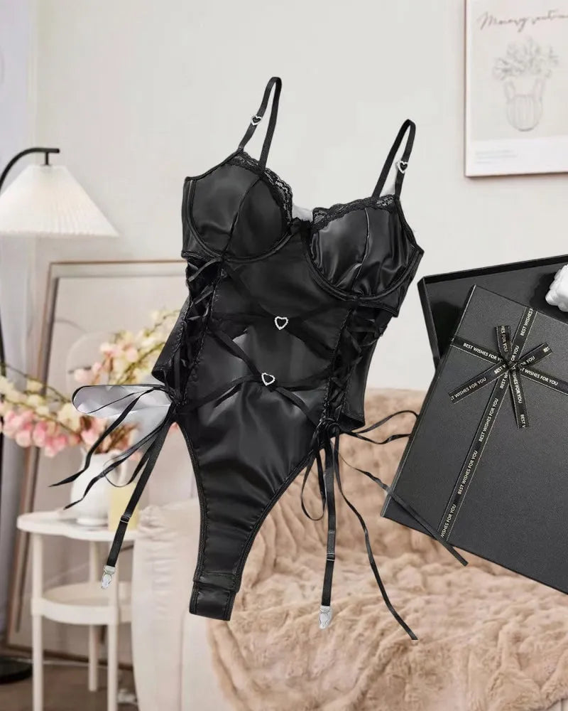 Women's Lace-Trim Bodysuit with Side Lacing