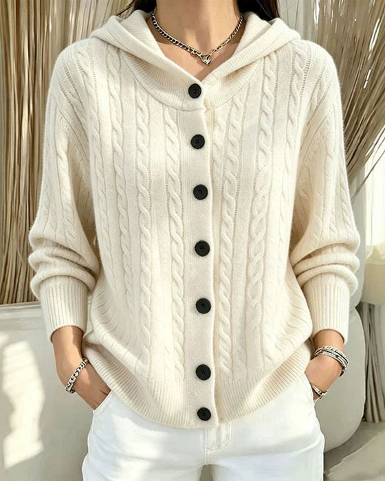 Women's Hooded Button-Front Cardigan