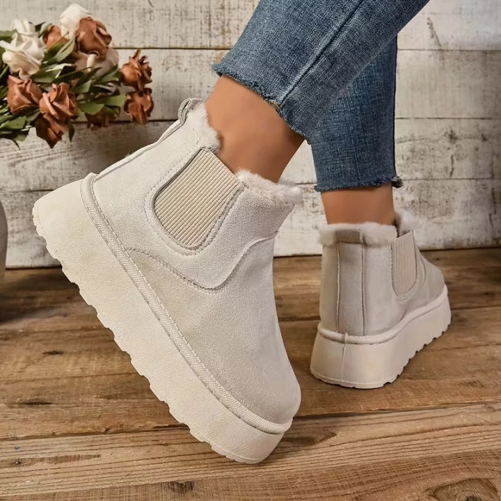 Women's Fuzzy-Collar Ankle Boots
