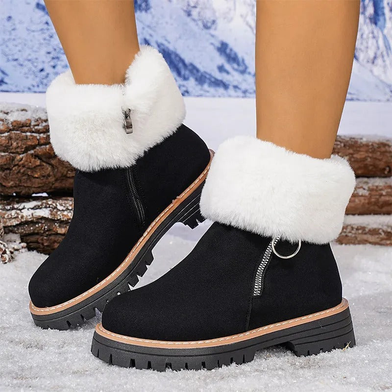 Women's Faux Fur Cuff Ankle Boots
