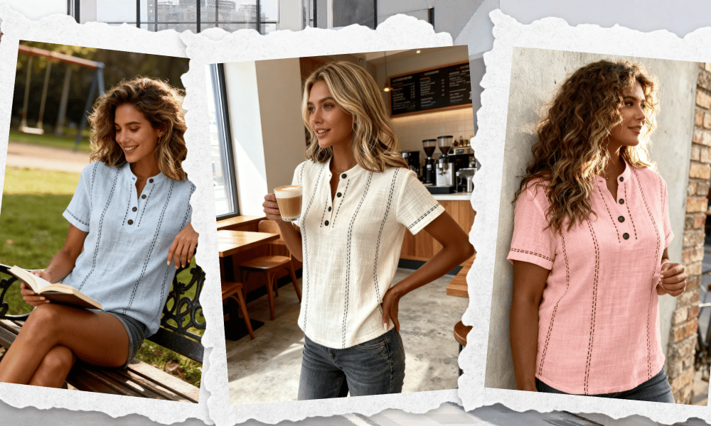 Casual Button V-Neck Blouse