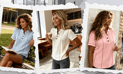 Casual Button V-Neck Blouse