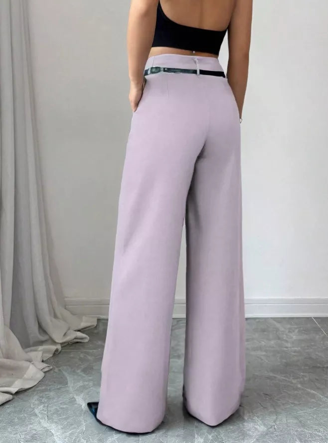 Women's Wide-Leg Pants with Belt
