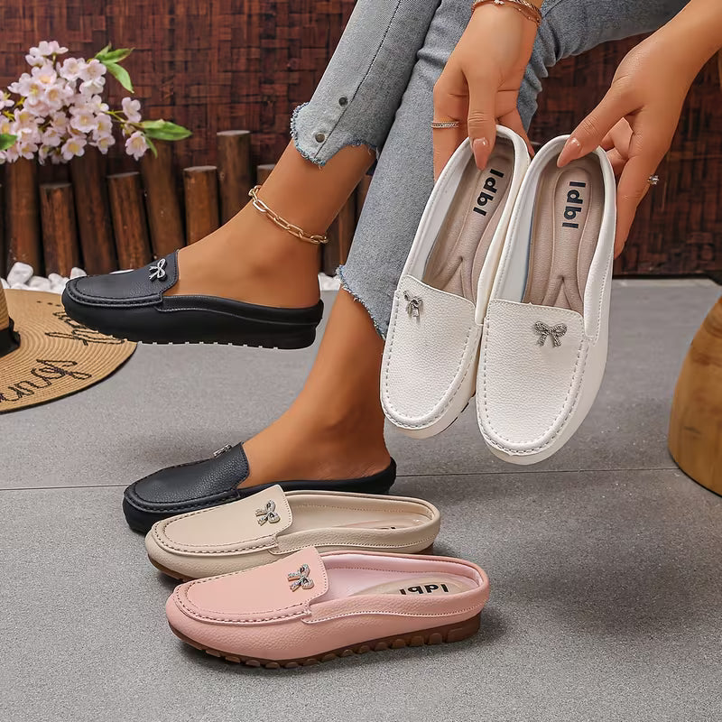 Women's Bow Detail Backless Loafers