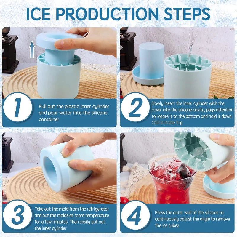2-in-1 Silicone Ice Cube Maker & Ice Storage Bucket
