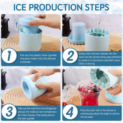 2-in-1 Silicone Ice Cube Maker & Ice Storage Bucket