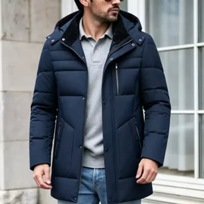 Men's Hooded Quilted Jacket with Front Pockets