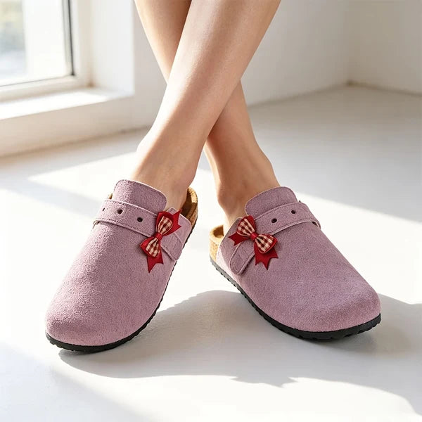 Women’s Bow Detail Wide Toe Mules