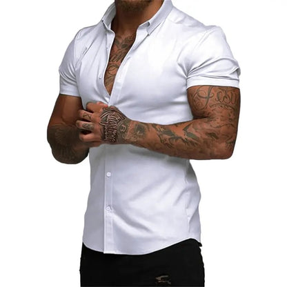 Men's Slim-Fit Short Sleeve Button-Up Shirt