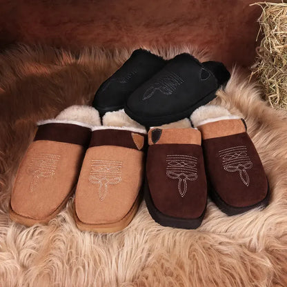 Unisex Embroidered Mule Slippers