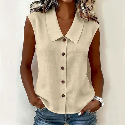 Women's Sleeveless Button-Up Blouse