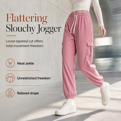 Women's Cargo Jogger Pants with Drawstring Waist