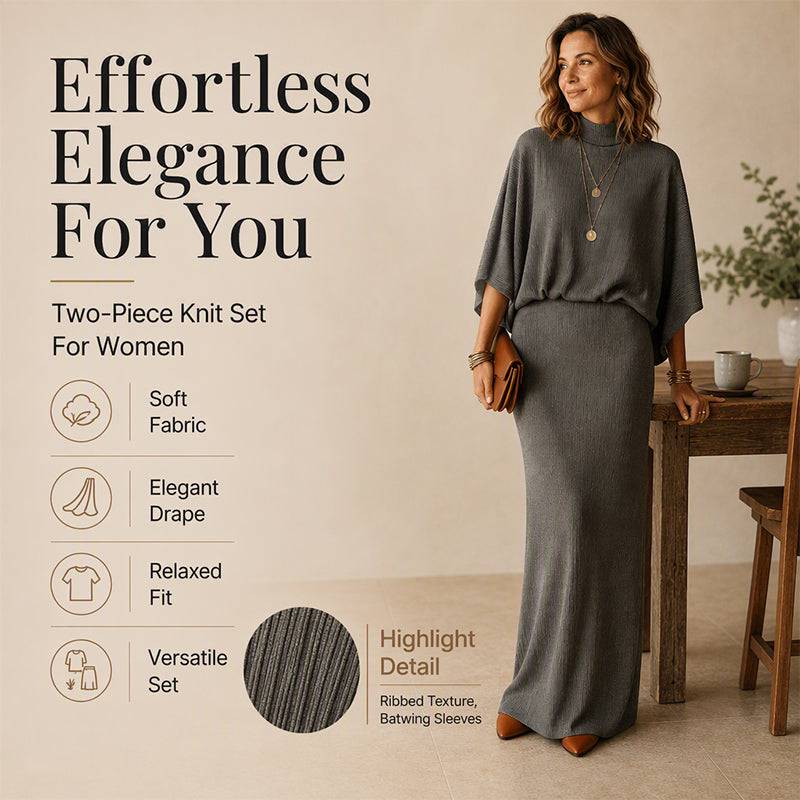 Women's Ribbed Two-Piece Top and Skirt Set