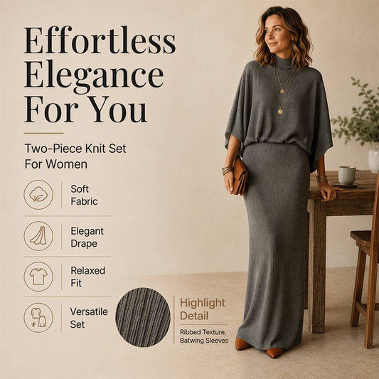 Women's Ribbed Two-Piece Top and Skirt Set
