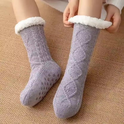 Unisex Knit Slipper Socks with Fold-Over Cuffs