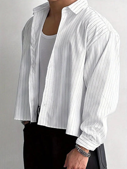 Men's Relaxed Fit Striped Button-Up Shirt