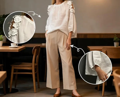 Women’s 3D Floral Cutout Blouse