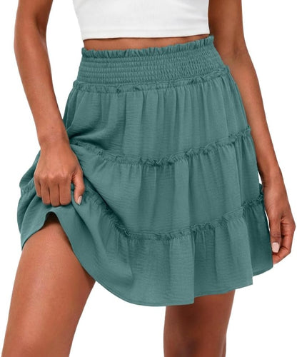 Women's Tiered Ruffle Skort with Built-In Shorts