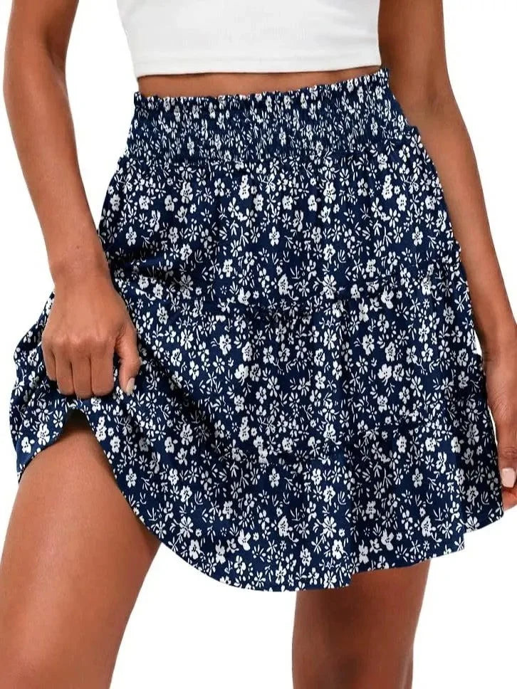 Women's Tiered Ruffle Skort with Built-In Shorts