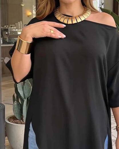 Women's Asymmetrical One-Shoulder Tunic Top